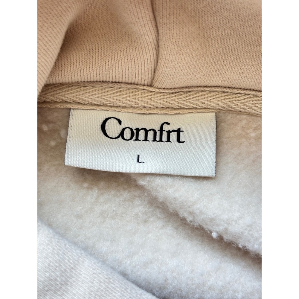 Comfrt Hoodie Unisex Large Cream Sand Excellent Oversized Fleece Pullover - Picture 4 of 7